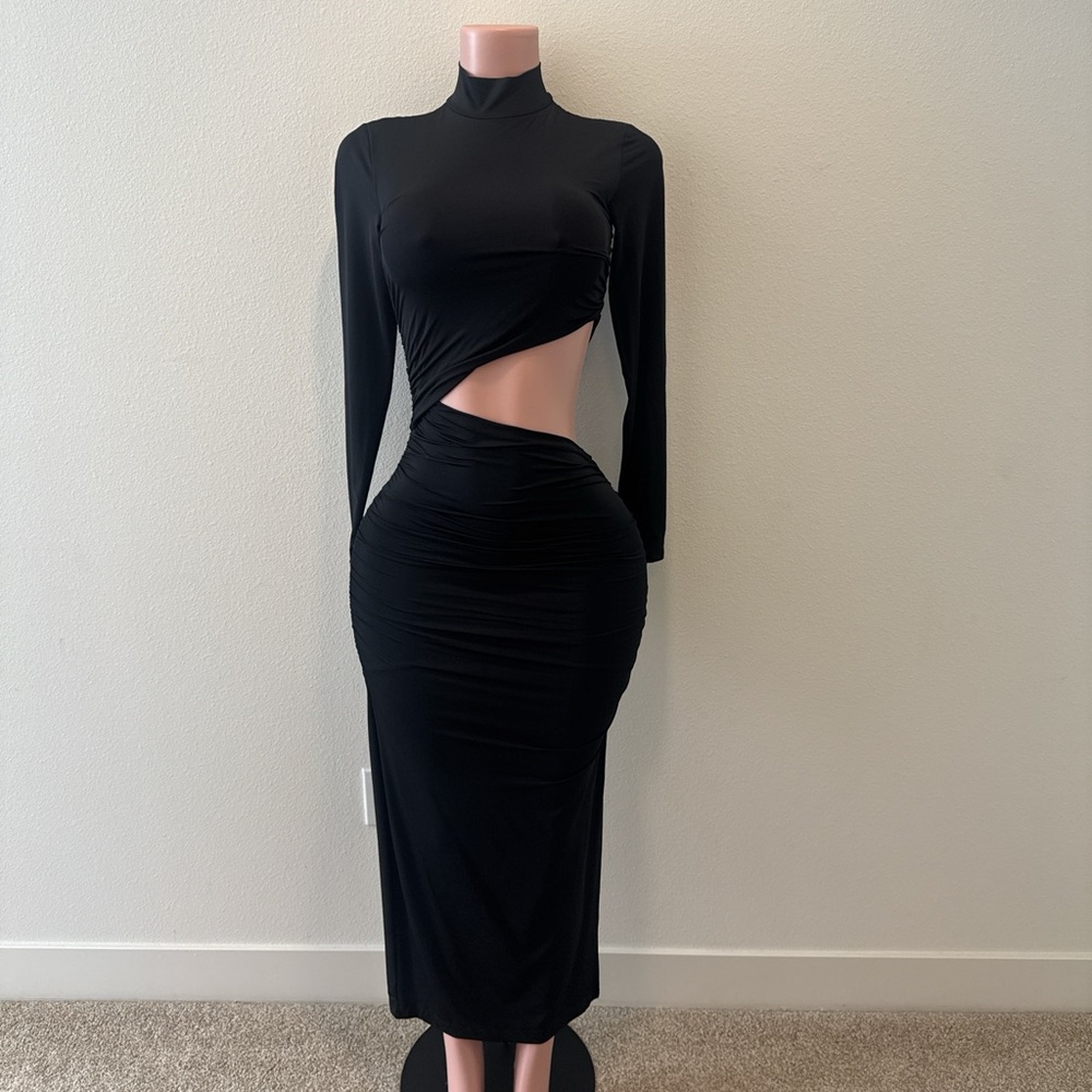 Elegant Black Cut-Out Dress